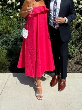 Anthropologie Fuchsia Strapless Midi Dress